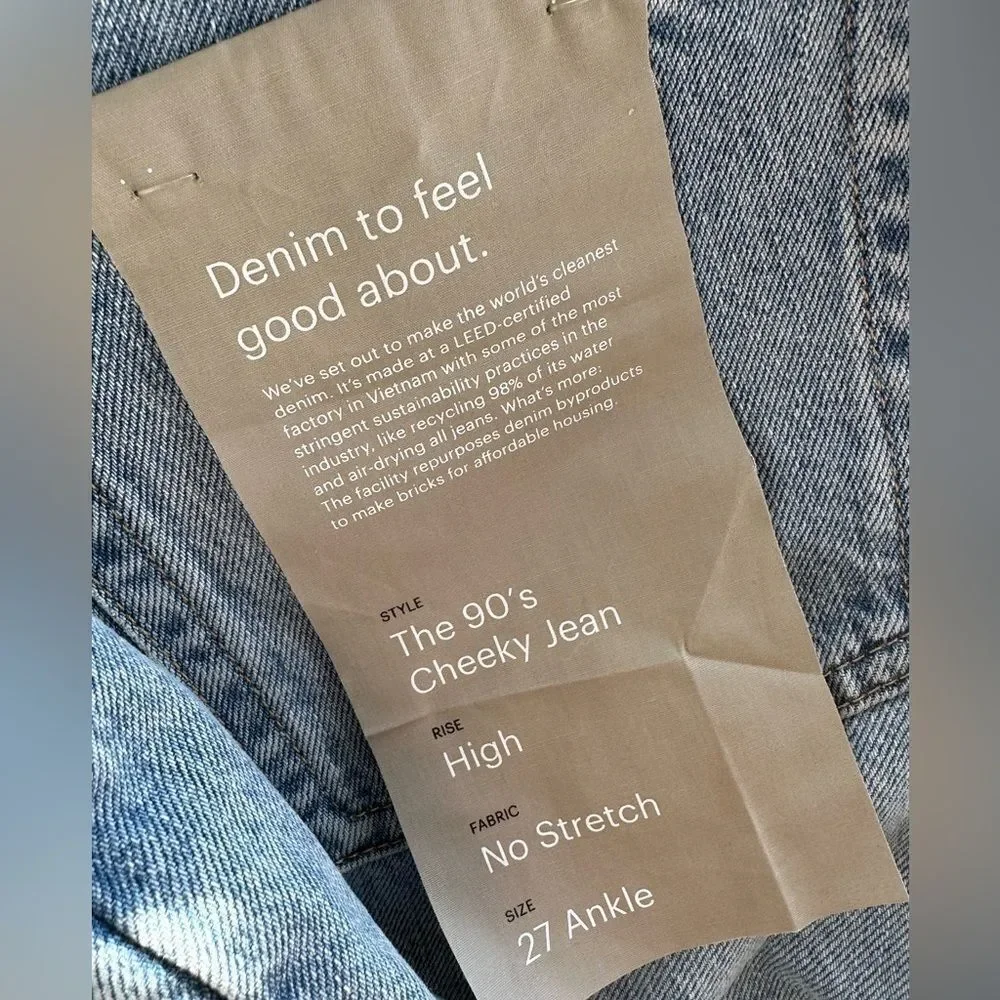 NWT EVERLANE‎ The '90s Cheeky Straight Jean Vintage Sunbleached Blue size 27